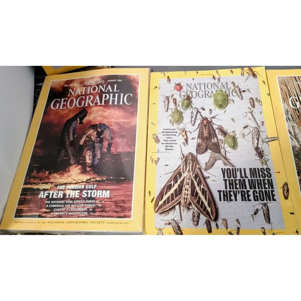 Vintage National Geographic Magazine Lot 8 Issues 1991-2020 Yellow / Science